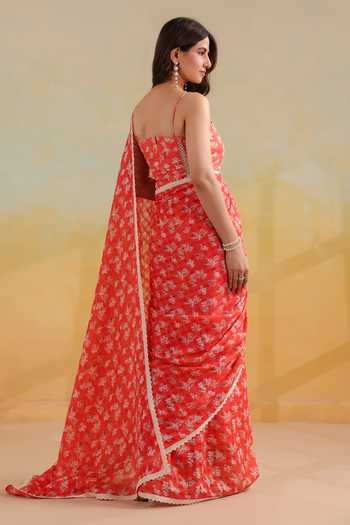 Anshu Wadhwa Floral Print Saree With Corset 