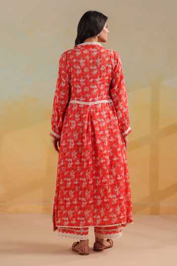 Anshu Wadhwa Printed Gathered Kurta & Pant Set 