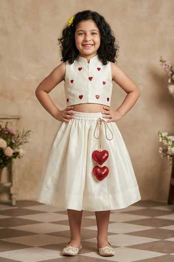 Byb Premium Embroidered Top & Tasseled Skirt Set 
