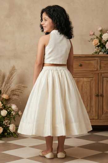 Byb Premium Embroidered Top & Tasseled Skirt Set 