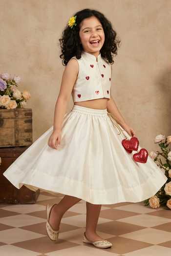 Byb Premium White Silk Beads Embroidered Top And Tasseled Skirt Set Online at Aza Fashions Byb Premium_White Silk Beads Embroidered Top And Tasseled Skirt Set _Online_at_Aza_Fashions