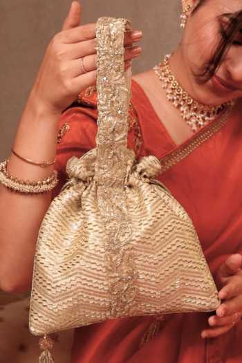 Amyra Sunehri Embroidered Top Handle Potli 