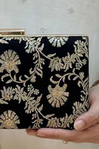 Amyra Black Bodhi Embroidered Sleek Clutch Online at Aza Fashions Amyra_Black Bodhi Embroidered Sleek Clutch _Online_at_Aza_Fashions