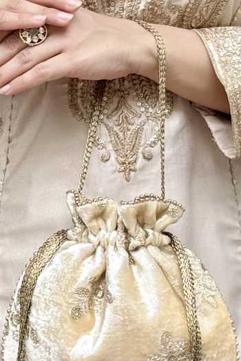 Amyra Off White Embroidery, Beads, Tassels Ras Velvet Potli at Aza Fashions Amyra_Off White Embroidery, Beads, Tassels Ras Velvet Potli _at_Aza_Fashions