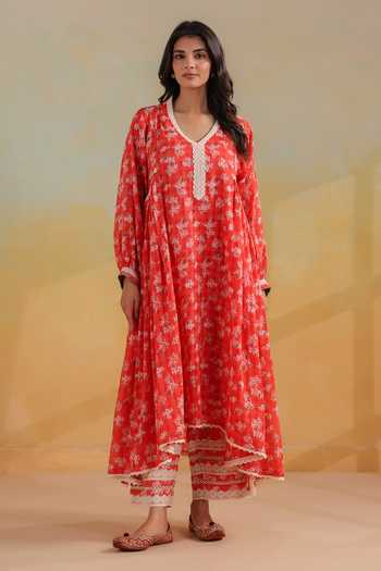 Anshu Wadhwa Printed Gathered Kurta & Pant Set 