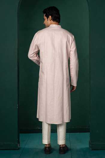 POONAM KASERA Linen Embroidered Kurta Set 