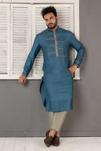 POONAM KASERA Pintuck Embroidered Kurta Set 