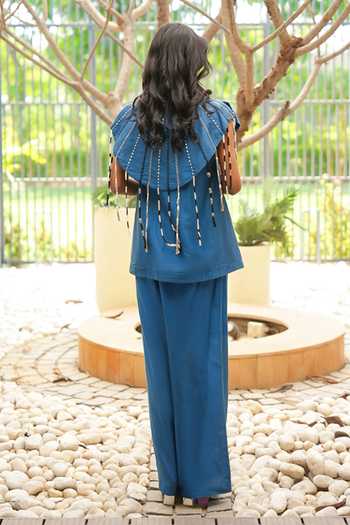 Chambray & Co. Raya Embroidered Cape & Pant Set 