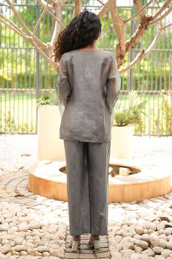 Chambray & Co. Sky Patchwork Embroidered Shirt & Pant Set 