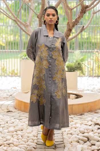 Chambray & Co. Meher Embroidered Shirt Dress Set 