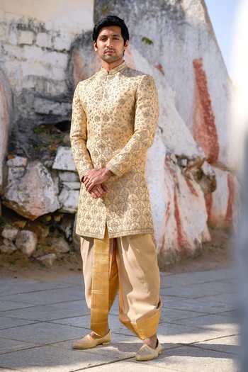 Tira by Naresh Raj Heavy Embroidered Sherwani With Dhoti Pant 