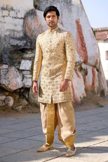 Tira by Naresh Raj Heavy Embroidered Sherwani With Dhoti Pant 