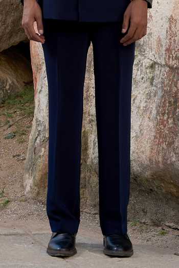 Tira by Naresh Raj_Blue Zari, Metallic Thread Wing Embroidered Bandhgala With Pant _Online_at_Aza_Fashions