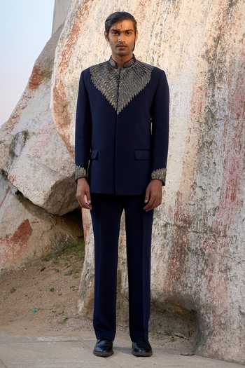 Tira by Naresh Raj Wing Metallic Embroidered Bandhgala With Pant