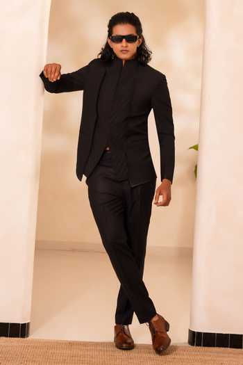 Tira by Naresh Raj Cross Pintucks Bandhgala & Pant Set 