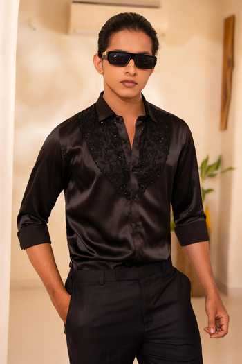 Buy Tira by Naresh Raj Black Organza, Satin Embroidered Shirt Online at Aza Fashions Buy_Tira by Naresh Raj_Black Organza, Satin Embroidered Shirt _Online_at_Aza_Fashions