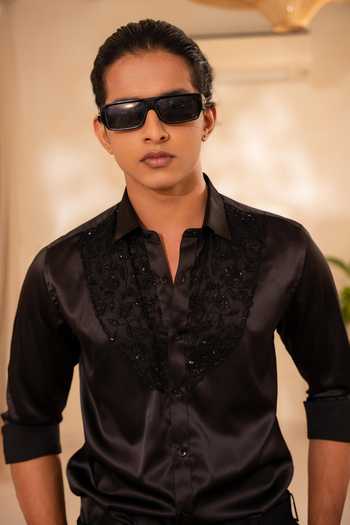Shop Tira by Naresh Raj Black Organza, Satin Embroidered Shirt Online at Aza Fashions Shop_Tira by Naresh Raj_Black Organza, Satin Embroidered Shirt _Online_at_Aza_Fashions