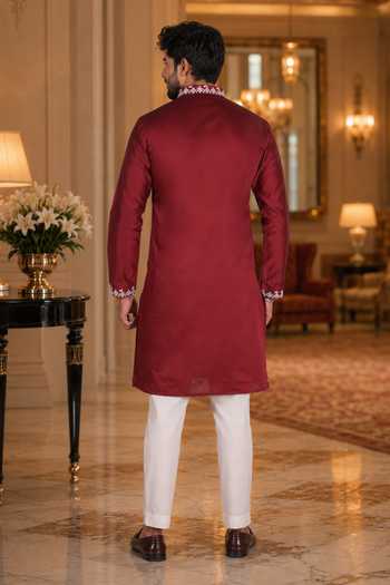 Jhambthreads Embroidered Cotton Kurta & Pant Set 