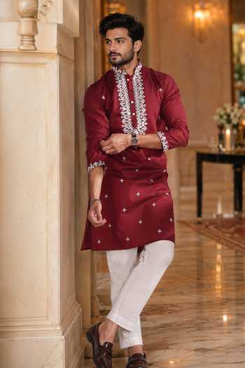 Jhambthreads Embroidered Cotton Kurta & Pant Set 