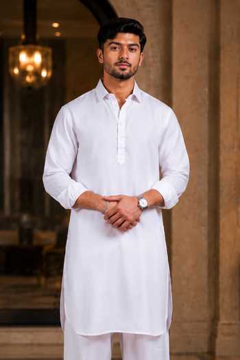 Buy Jhambthreads Off White Cotton Satin Solid Plain Kurta And Salwar Set Online at Aza Fashions Buy_Jhambthreads_Off White Cotton Satin Solid Plain Kurta And Salwar Set _Online_at_Aza_Fashions