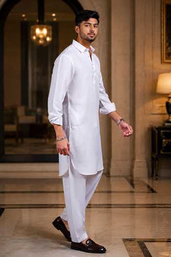 Shop Jhambthreads Off White Cotton Satin Solid Plain Kurta And Salwar Set Online at Aza Fashions Shop_Jhambthreads_Off White Cotton Satin Solid Plain Kurta And Salwar Set _Online_at_Aza_Fashions