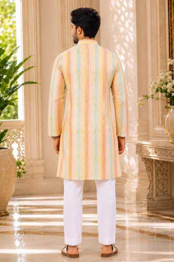 Jhambthreads Stripe Print Kurta & Pant Set