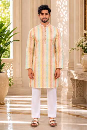 Jhambthreads Stripe Print Kurta & Pant Set