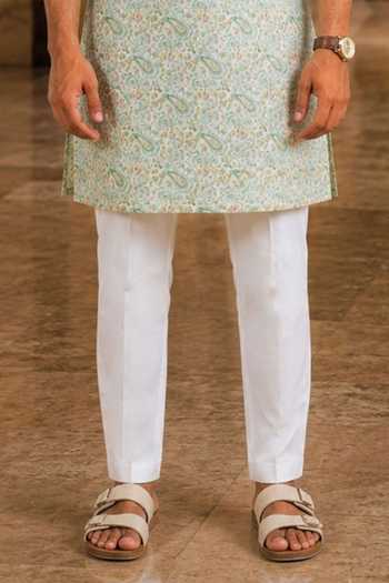 Jhambthreads Green Silk Printed Pastel Kurta And Pant Set Online at Aza Fashions Jhambthreads_Green Silk Printed Pastel Kurta And Pant Set _Online_at_Aza_Fashions