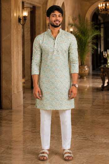 Jhambthreads Printed Pastel Kurta & Pant Set