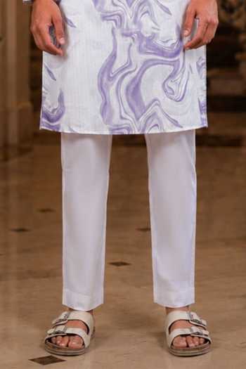Jhambthreads White Silk Marble Print Kurta And Pant Set Online at Aza Fashions Jhambthreads_White Silk Marble Print Kurta And Pant Set _Online_at_Aza_Fashions