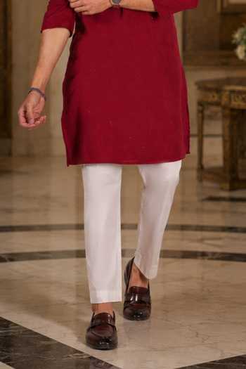 Jhambthreads_Maroon Cotton, Silk Embroidered Kurta Set _Online_at_Aza_Fashions