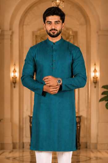 Buy Jhambthreads Blue Cotton, Silk Embroidered Kurta Set Online at Aza Fashions Buy_Jhambthreads_Blue Cotton, Silk Embroidered Kurta Set _Online_at_Aza_Fashions
