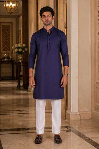 Jhambthreads Embroidery Work Mens Kurta And Pant Set 
