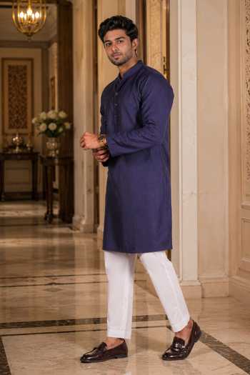 Jhambthreads Embroidery Work Mens Kurta And Pant Set 