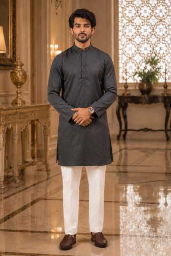 Jhambthreads Woven Plain Kurta & Pant Set 