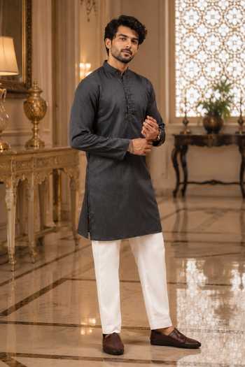 Jhambthreads Woven Plain Kurta & Pant Set 