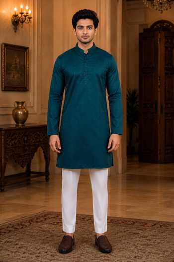 Jhambthreads Woven Dobby Cotton Kurta & Pant Set 