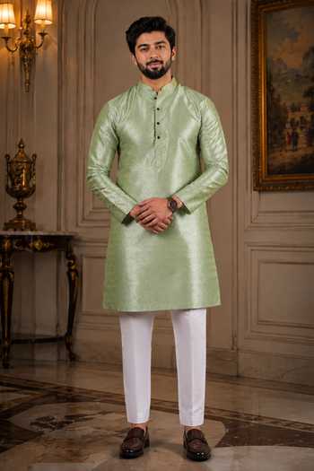 Jhambthreads Woven Plain Kurta & Pant Set 