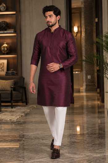 Jhambthreads Woven Plain Kurta & Pant Set 