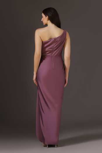 Pooja Peshoria Satin One Shoulder Draped Gown 