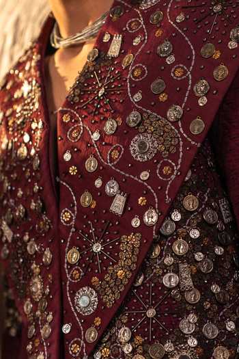 Buy Jatin Malik Wine Jacquard Orbis Blush Embroidered Jacket Online at Aza Fashions Buy_Jatin Malik_Wine Jacquard Orbis Blush Embroidered Jacket _Online_at_Aza_Fashions