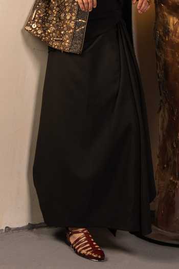 Jatin Malik Blue Jacquard The Midnight Aether Embroidered Jacket And Draped Skirt Set Online at Aza Fashions Jatin Malik_Blue Jacquard The Midnight Aether Embroidered Jacket And Draped Skirt Set _Online_at_Aza_Fashions