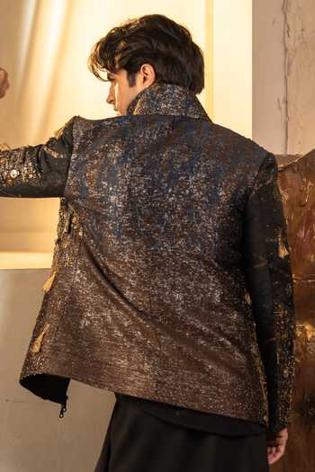 Jatin Malik The Midnight Aether Embroidered Jacket & Draped Skirt Set 