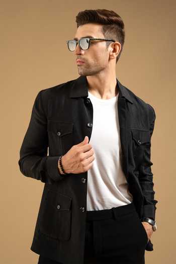 Gargee Designers Black Wayfarer Utility Pocket Shacket