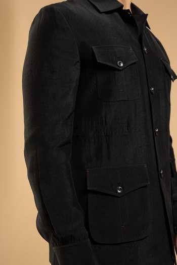 Gargee Designers Black Polyester Wayfarer Utility Pocket Shacket at Aza Fashions Gargee Designers_Black Polyester Wayfarer Utility Pocket Shacket _at_Aza_Fashions