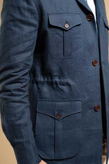 Gargee Designers Blue Linen Navy Utility Shacket at Aza Fashions Gargee Designers_Blue Linen Navy Utility Shacket _at_Aza_Fashions