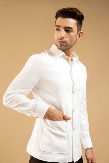 Gargee Designers White Linen Herring Shacket 