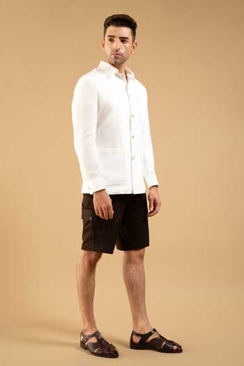 Shop Gargee Designers White Linen Herring Shacket Online at Aza Fashions Shop_Gargee Designers_White Linen Herring Shacket _Online_at_Aza_Fashions