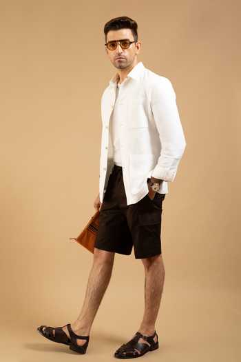 Gargee Designers White Linen Herring Shacket at Aza Fashions Gargee Designers_White Linen Herring Shacket _at_Aza_Fashions