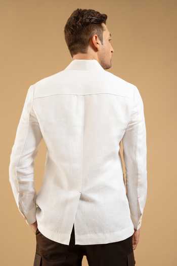 Gargee Designers White Linen Herring Shacket 